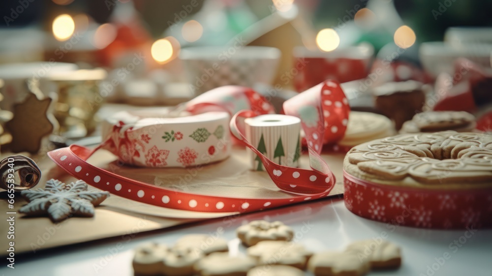 Festive Christmas Cookies Ready for Gifting with Colorful Washi Tape and Delicious Icing