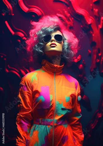 Luminous Persona: An Abstract Neon Style Portrait Poster Showcasing a Radiant Synthesis of Human Essence and Electric Hues, Crafted by Generative AI