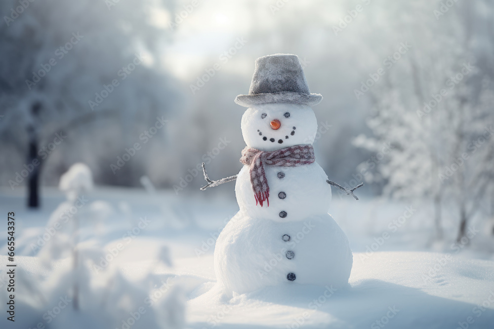 Obraz premium Christmas Element for decoration. Snowman. ai generated.