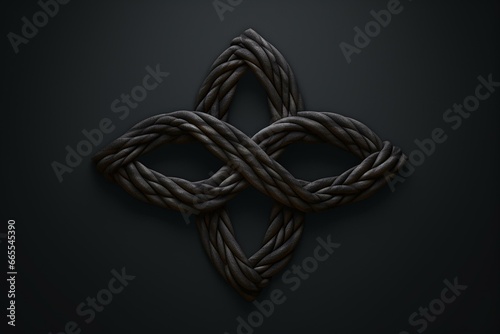 Black cross-knot on dark background. Generative AI