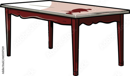 Table: A comic-style, simple flat color, minimalistic vector image.