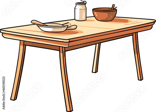 A minimalist, flat-colored vector image portraying a simple comic-style table.