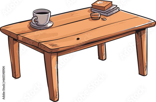 A minimalist, comic style vector image featuring a simple table, enhanced with flat colors for a visually appealing touch.