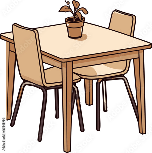 A minimalistic and simple comic-style vector image featuring a flat color table.