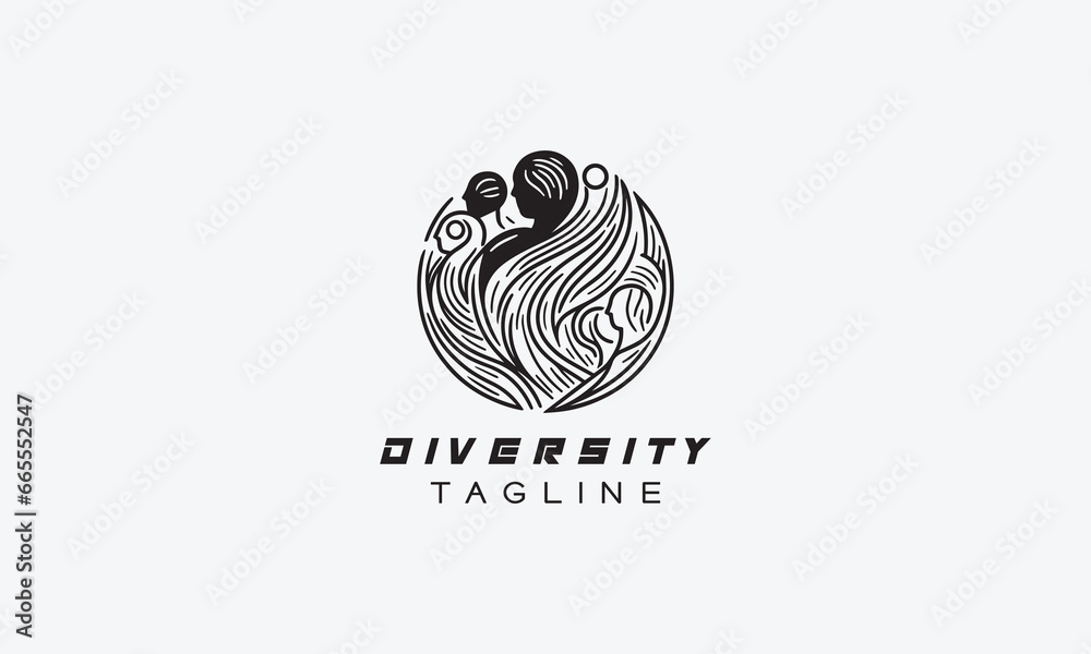Diversity, inclusion, unity, group vector logo icon illustration design