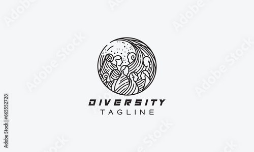 Diversity, inclusion, unity, group vector logo icon illustration design