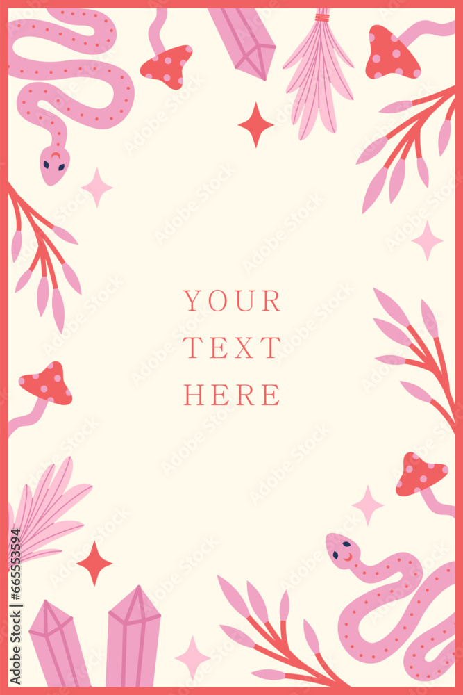Witchcraft illustration. Halloween card template. Witchcraft illustration. Halloween card template.