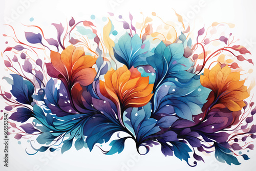 beautiful digital textile design composition with baroque ornament element ethnic motif digital border neckline design paisley natural flower bunch botanical floral design photo