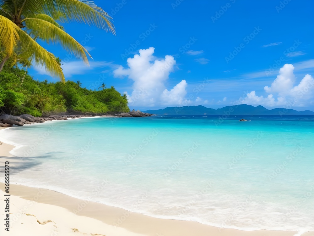 beach with coconut trees