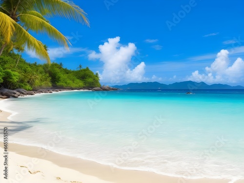 beach with coconut trees © Tahira