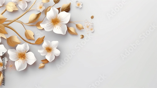 Pastel colored flowers on a white background in corners. For use in various design work  3D rendering. abstracts.