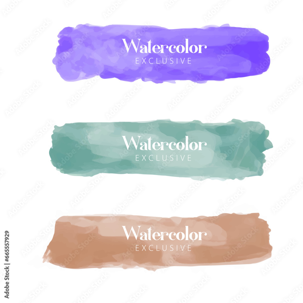 Set of colorful splashes, set of colorful banners, Set watercolor brash