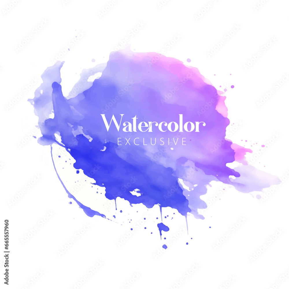 Watercolor abstract splash Color painting texture. Blue background