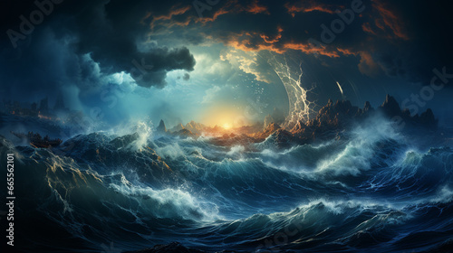 Fototapeta Naklejka Na Ścianę i Meble -  Stormy sea wave.