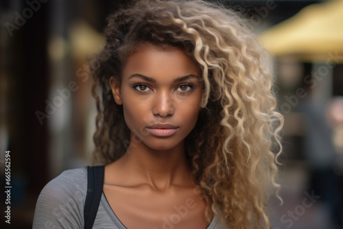 Beautiful Woman with Long Curly Hair