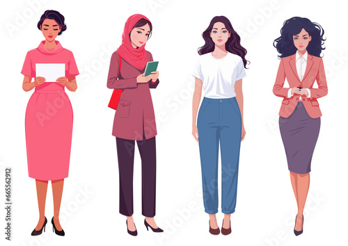 Versatile Women: Vector Illustration of Females in Everyday Activities