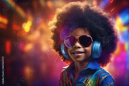 Girl with Headphones and Sunglasses