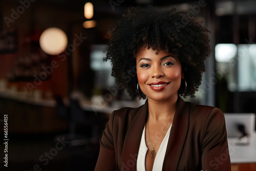 Portrait of Afro-American Businesswoman in USA. Generative AI