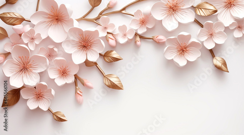 Pastel colored flowers on a white background in corners. For use in various design work  3D rendering. abstracts.