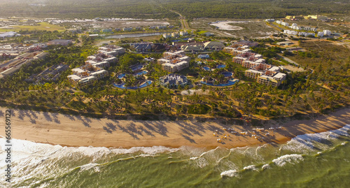 Resort with sea views and swimming pools in the center. Bahia, Brazil.