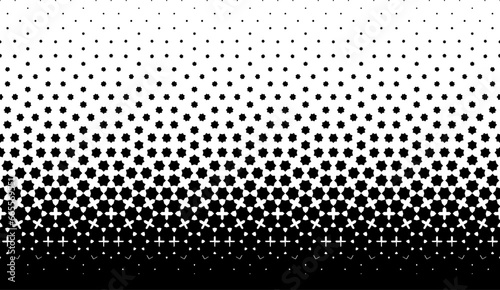 Diminishing stars . Geometric pattern in arabic style on a white background. Seamless in one direction.Average fadeout