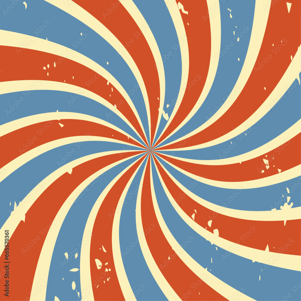 Abstract colorful retro swirl burst. Radial rays pattern. Carnival background Radial rays background. Brightly striped perspective with waves and swirls. Vector