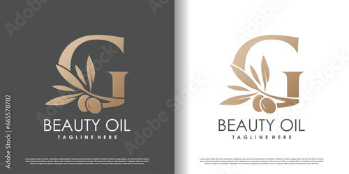Olive logo design vector with initial letter g and modern concept Premium Vector