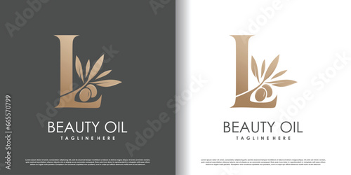 Olive logo design vector with initial letter l and modern concept Premium Vector