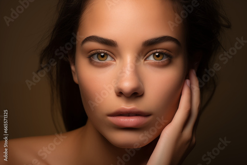 Portrait of beautiful young woman with clean fresh skin.beauty and spa concept