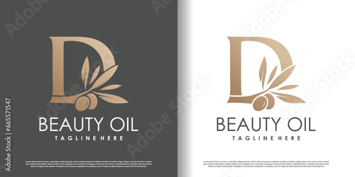 Olive logo design vector with initial letter d and modern concept Premium Vector