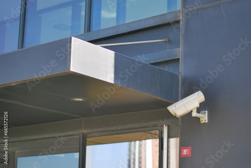 CCTV security camera operating outdoor 