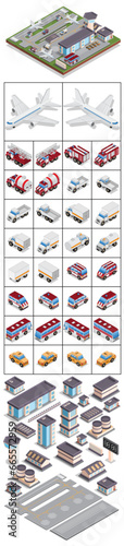 Airport. Isometric. Isolated on white background. Vector illustration.
