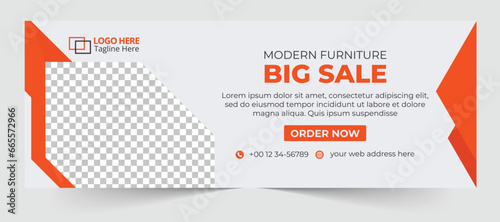 Furniture social media cover page template and web banner promotion layout