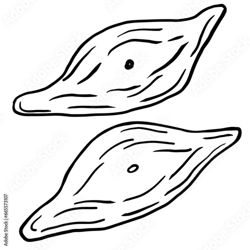 Hand drawn Georgian bread in outline style isolated on white background. Shoti. Georgian national food. Vector illustration.