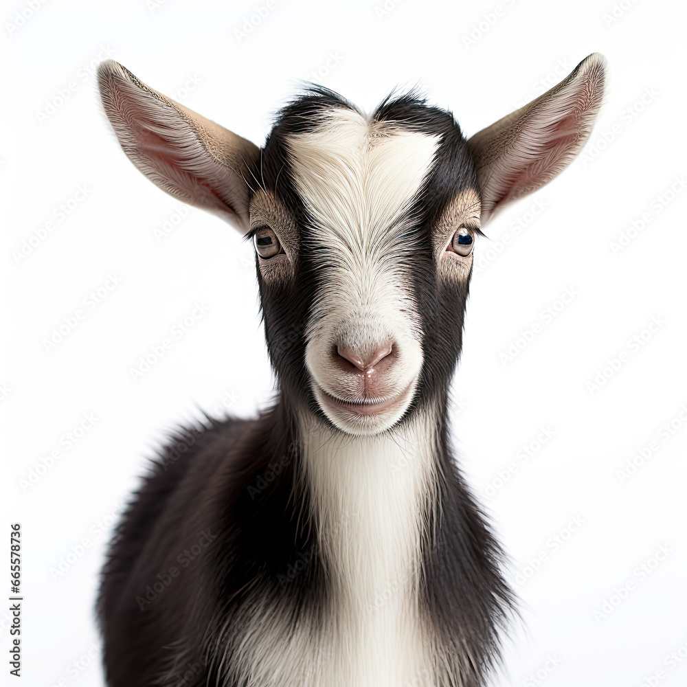 Pygmy Goat close up portrait on white background Pygmy Goat close up portrait on white background
