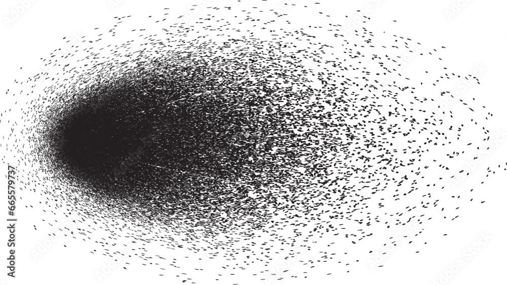 Distressed gradient shape . Shade of sphere . Noise destroyed circle . Trendy grainy shadow . Graph print texture .Spray effect .Grunge texture . Distressed element .Vector rounded ball shadow