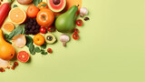Nature's palette vibrant array of fresh fruits on a solid background, showcasing the beauty and flavor of nature's bounty