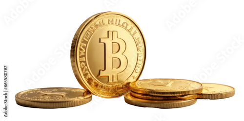 gold coin isolated on transparent background. generative ai