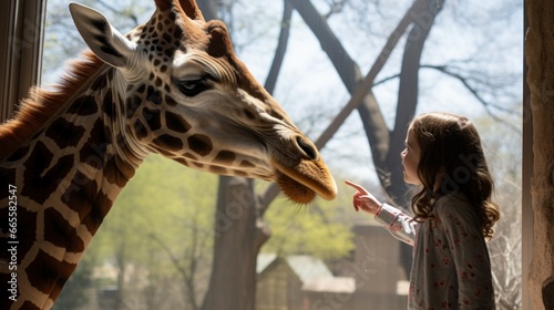 Visitor make a visit giraffe at National Zoo.