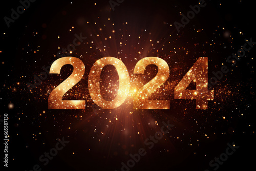 Happy New Year Celebration 2024 Sparkles Banner,Ai generative