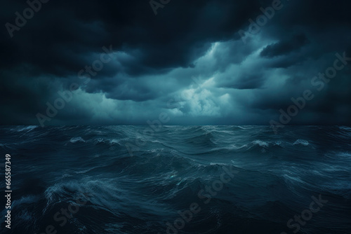  horror black blue sky  sea haunted cloud  scary ocean  depression background  mystery gloomy dark theme  blur texture ai generative