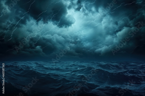  horror black blue sky, sea haunted cloud, scary ocean, depression background, mystery gloomy dark theme, blur texture,ai generative © tope007
