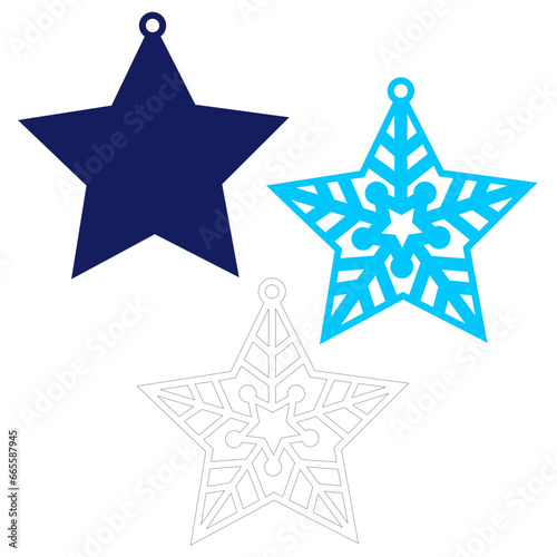 Christmas star svg, Layered papercut holiday ornament for paper and laser cutting, Winter ornament