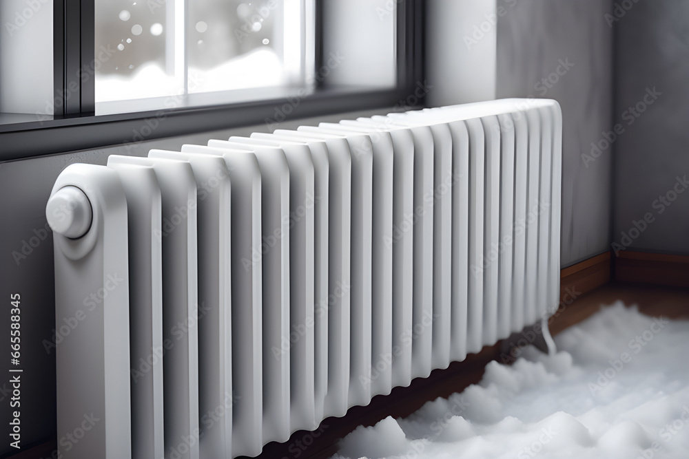 custom made wallpaper toronto digitalconcept no heating, cold white radiators in the snow, winter view