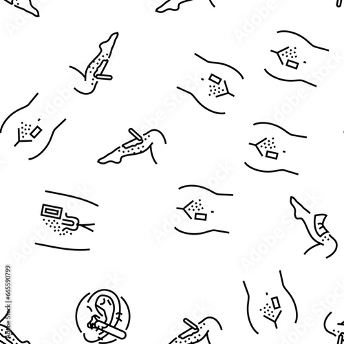 wax hair salon depilation vector seamless pattern thin line illustration