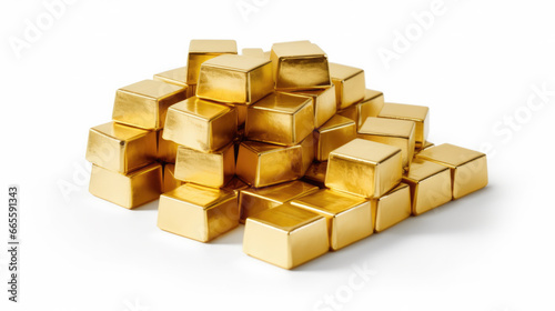 Pure gold bar brick on a pristine white background  a symbol of wealth and financial security