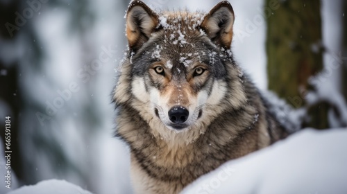 Snow-Silenced Stalker: Wolf in Winter Wilderness 