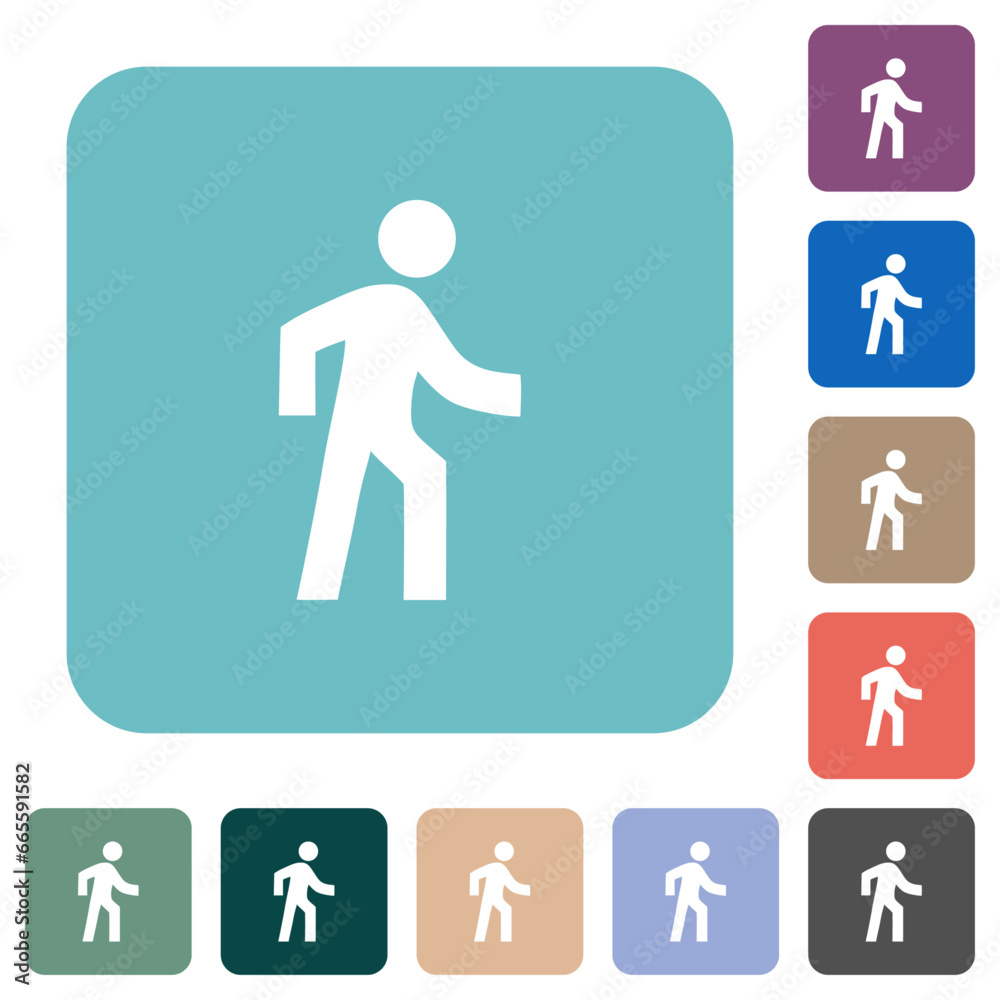 Man walking right rounded square flat icons Man walking right rounded square flat icons