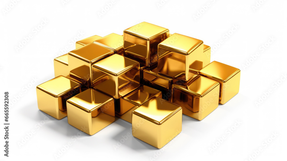 Pure gold bar brick on a pristine white background, a symbol of wealth and financial security