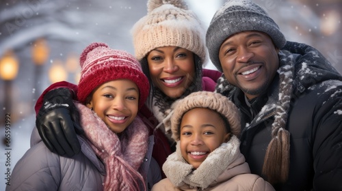 Snowy Smiles: BIPOC Family Enjoying Winter 